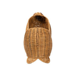 Bali & Pari Daffodil Handwoven Natural Rattan Dachshund Storage Basket Boho Accent