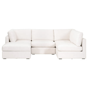 Essentials for Living Daley Modular Armless Chair 6613-1S.TXCRM Performance Textured Cream Linen, Espresso