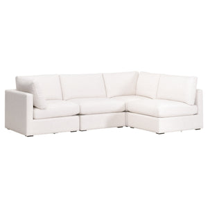 Essentials for Living Daley Modular Armless Chair 6613-1S.TXCRM Performance Textured Cream Linen, Espresso