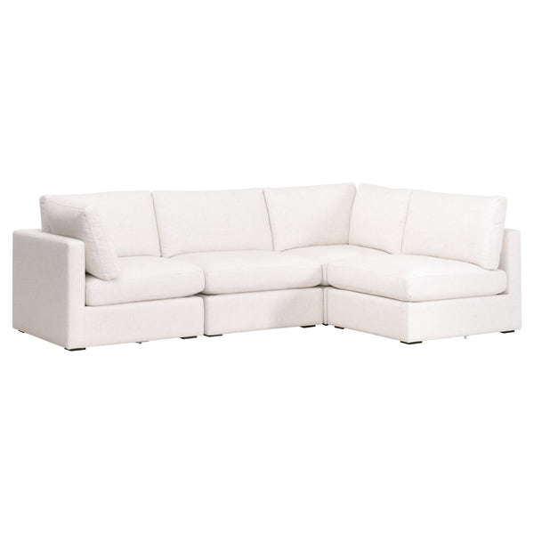 Essentials for Living Daley Modular Armless Chair 6613-1S.TXCRM Performance Textured Cream Linen, Espresso