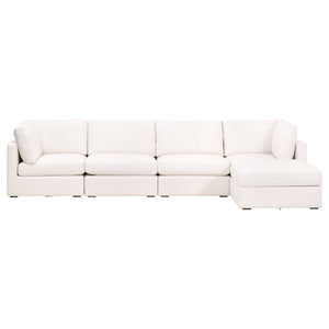 Essentials for Living Daley Modular Armless Chair 6613-1S.TXCRM Performance Textured Cream Linen, Espresso