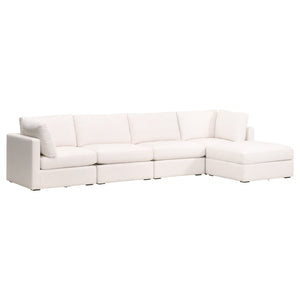 Essentials for Living Daley Modular Armless Chair 6613-1S.TXCRM Performance Textured Cream Linen, Espresso