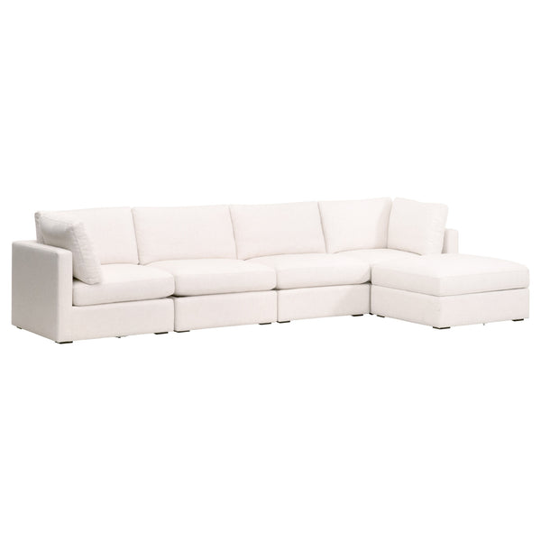 Essentials for Living Daley Modular Armless Chair 6613-1S.TXCRM Performance Textured Cream Linen, Espresso