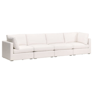 Essentials for Living Daley Modular Armless Chair 6613-1S.TXCRM Performance Textured Cream Linen, Espresso