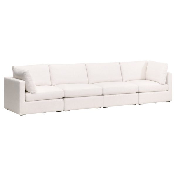 Essentials for Living Daley Modular Armless Chair 6613-1S.TXCRM Performance Textured Cream Linen, Espresso