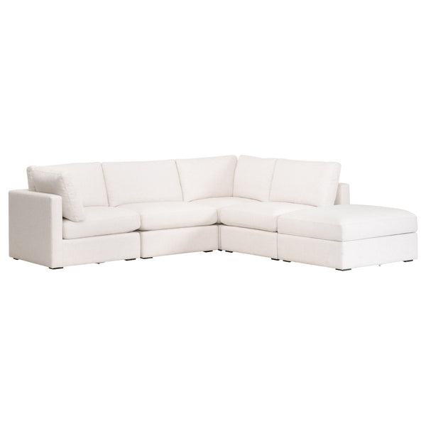 Essentials for Living Daley Modular Armless Chair 6613-1S.TXCRM Performance Textured Cream Linen, Espresso