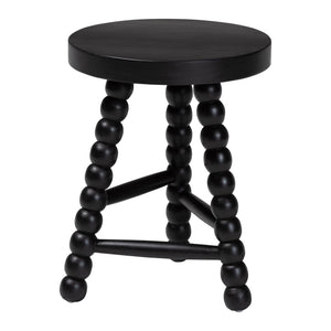 Baxton Studio Bali & Pari David Solid Acacia Wood Bobbin Tripod Accent Stool Handcrafted for Any Room Black David-Black Wooden-Stool