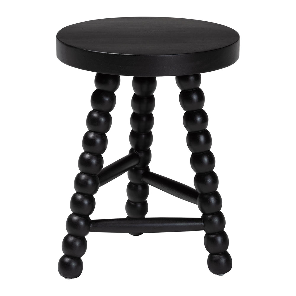 Baxton Studio Bali & Pari David Solid Acacia Wood Bobbin Tripod Accent Stool Handcrafted for Any Room Black David-Black Wooden-Stool