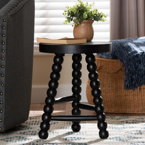 Bali & Pari David Solid Acacia Wood Bobbin Tripod Accent Stool Handcrafted for Any Room