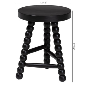 Bali & Pari David Solid Acacia Wood Bobbin Tripod Accent Stool Handcrafted for Any Room