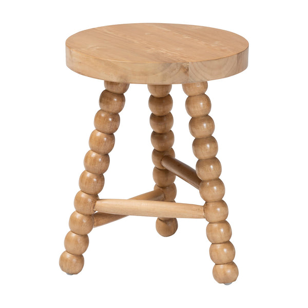 Bali & Pari David Solid Acacia Wood Bobbin Tripod Accent Stool Handcrafted for Any Room