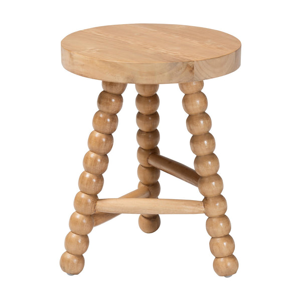 Bali & Pari David Solid Acacia Wood Bobbin Tripod Accent Stool Handcrafted for Any Room