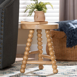 Bali & Pari David Solid Acacia Wood Bobbin Tripod Accent Stool Handcrafted for Any Room