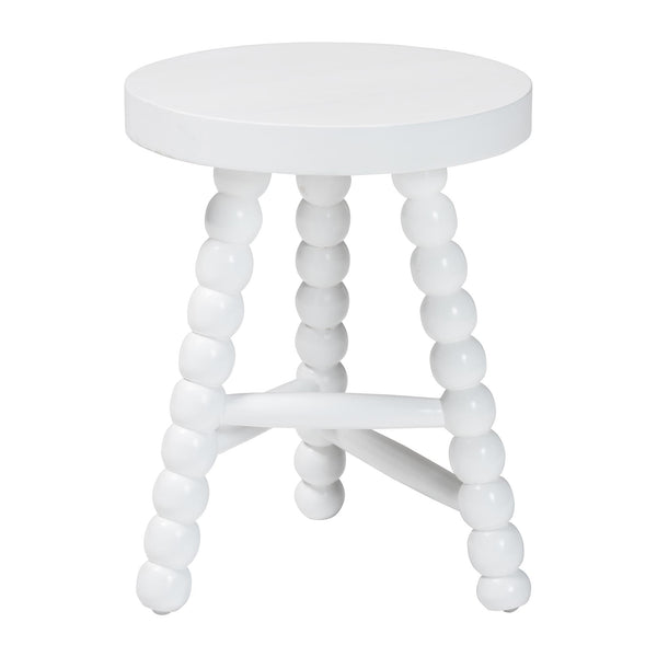 Bali & Pari David Solid Acacia Wood Bobbin Tripod Accent Stool Handcrafted for Any Room