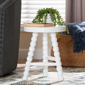 Bali & Pari David Solid Acacia Wood Bobbin Tripod Accent Stool Handcrafted for Any Room