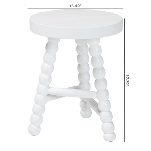 Bali & Pari David Solid Acacia Wood Bobbin Tripod Accent Stool Handcrafted for Any Room