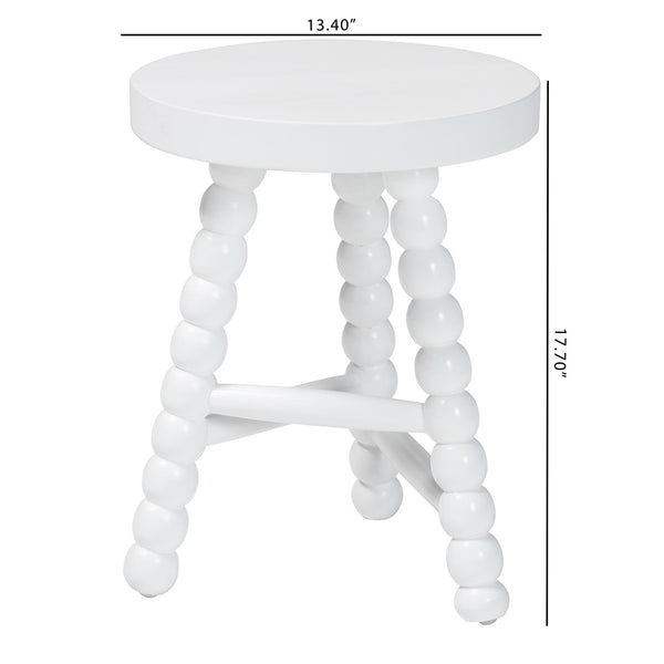 Bali & Pari David Solid Acacia Wood Bobbin Tripod Accent Stool Handcrafted for Any Room