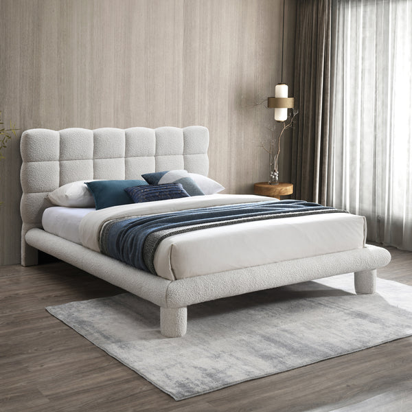 Deco Cream Boucle Fabric Full Bed DecoCream-F Meridian Furniture