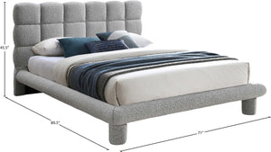 Deco Grey Boucle Fabric Queen Bed DecoGrey-Q Meridian Furniture
