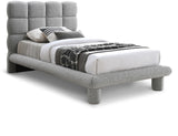 Deco Grey Boucle Fabric Twin Bed DecoGrey-T Meridian Furniture