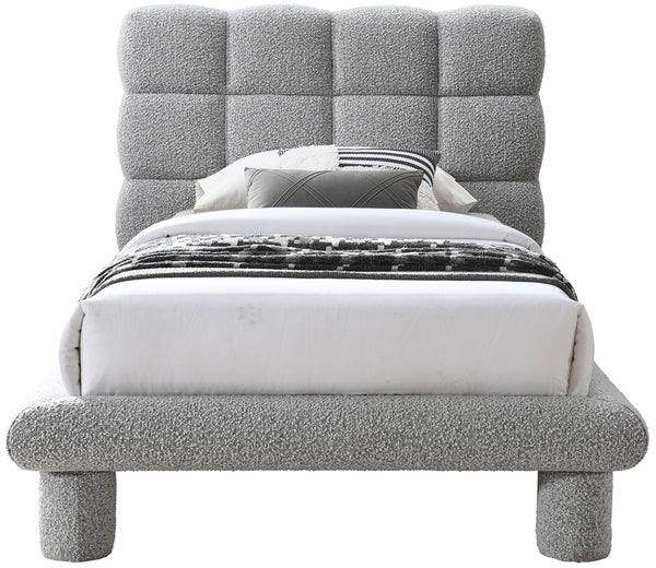 Deco Grey Boucle Fabric Twin Bed DecoGrey-T Meridian Furniture