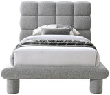 Deco Grey Boucle Fabric Twin Bed DecoGrey-T Meridian Furniture