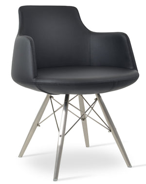 Soho Concept Dervish Mw Dining Armchair - Luxurious Wool Fabric, 10-year Guarantee, Stylish Walnut & Turquoise Design Black  Soho-concept-dining-chair-02602