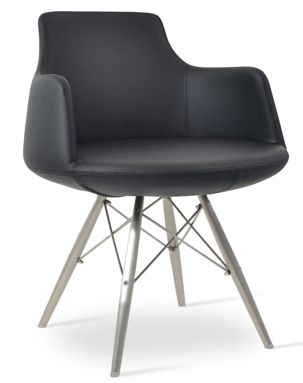Soho Concept Dervish Mw Dining Armchair - Luxurious Wool Fabric, 10-year Guarantee, Stylish Walnut & Turquoise Design Black  Soho-concept-dining-chair-02602