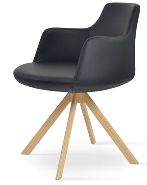 Soho Concept Dervish Star Armchair - Stylish Leatherette Dining Chair In Soft Orange, Black, Gold & Brass Finishes Black,Natural  Soho-concept-dining-chair-02611