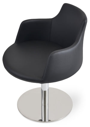 Soho Concept Dervish Round Swivel Armchair Dining Chair - Soft Blue Leatherette, 2-year Guarantee, Stylish Comfort Black  Soho-concept-dining-chair-02605