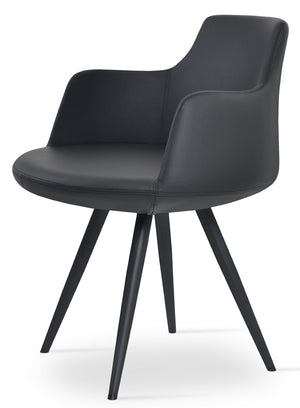 Soho Concept Dervish Star Armchair - Stylish Leatherette Dining Chair In Soft Orange, Black, Gold & Brass Finishes Black  Soho-concept-dining-chair-02606