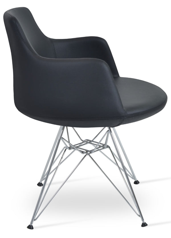 Soho Concept Dervish Tower Armchair - Stylish Soft White Leatherette Dining Chair With Gold Base Upgrade, 2-year Guarantee Black,Chrome  Soho-concept-dining-chair-02609