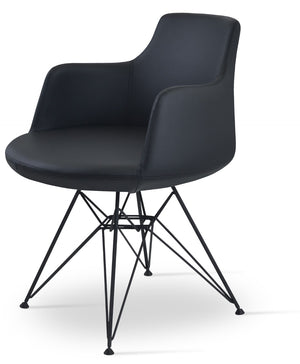 Soho Concept Dervish Tower Armchair - Premium Camira Era Fabrics, 10-year Guarantee, Stylish Chrome & Velvet Options Black  Soho-concept-dining-chair-02608