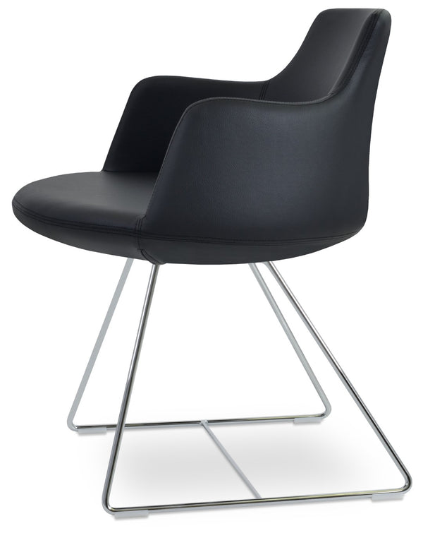 Soho Concept Dervish Wire Armchair Dining Chair – Stylish Ppm-fr Leatherette, Chrome Finish, 2-year Guarantee! Black,Chrome  Soho-concept-dining-chair-02610