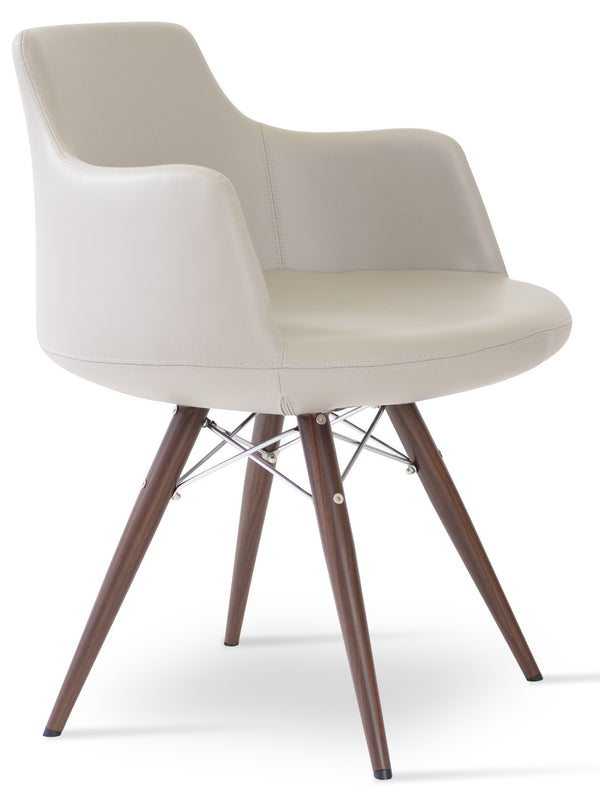 Soho Concept Dervish Elegant Dining Armchair In Soft Green Leatherette - 2-year Guarantee, Modern Comfort! Walnut  Soho-concept-dining-chair-02614