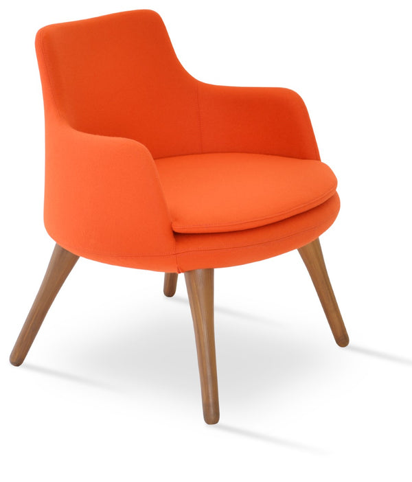 Soho Concept Dervish Lounge Chair: Premium Boucle, Velvet & Nubuck Fabrics In Walnut & Orange – 10-year Warranty! Walnut,Orange  Soho-concept-dining-chair-13047