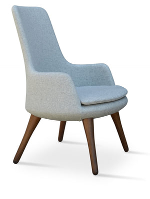 Soho Concept Dervish Lounge High Back Chair - Premium Camira Wool Fabric, 10-year Guarantee, Dark Grey Elegance Silver  Soho-concept-dining-chair-13038