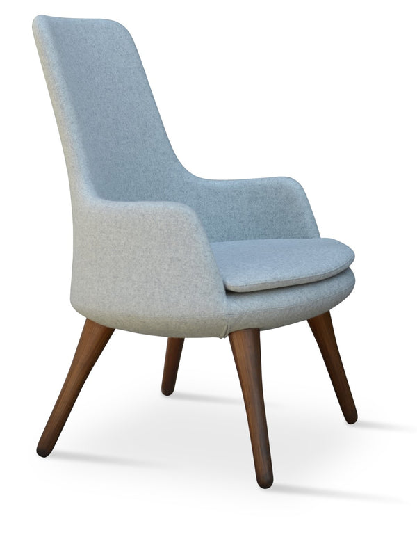 Soho Concept Dervish Lounge High Back Chair - Premium Camira Wool Fabric, 10-year Guarantee, Dark Grey Elegance Silver  Soho-concept-dining-chair-13038