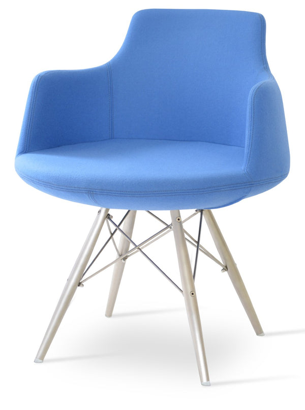 Soho Concept Dervish Mw Dining Armchair - Luxurious Wool Fabric, 10-year Guarantee, Stylish Walnut & Turquoise Design Blue  Soho-concept-dining-chair-02394