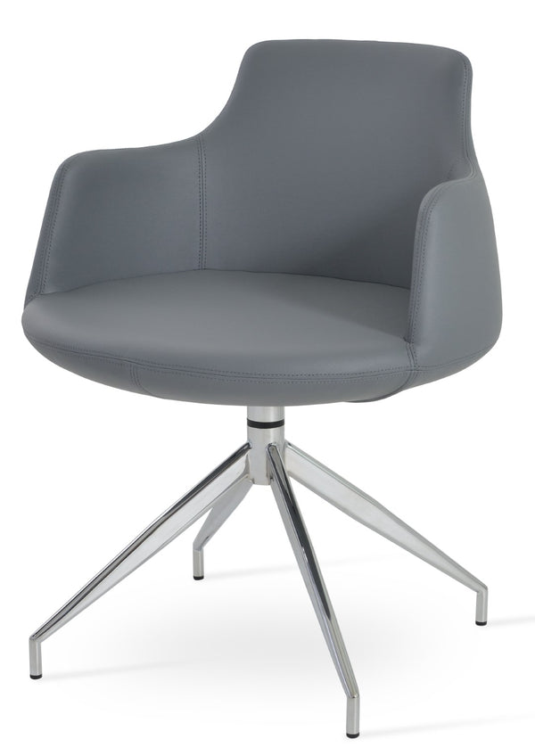 Soho Concept Dervish Stylish Spider Swivel Armchair Dining Chair With 2-year Guarantee - Soft Leatherette Comfort Grey  Soho-concept-dining-chair-02461