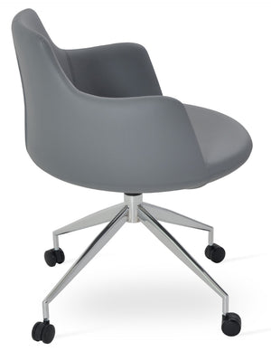 Soho Concept Dervish Stylish Spider Swivel Armchair Dining Chair With 2-year Guarantee - Soft Leatherette Comfort Grey  Soho-concept-dining-chair-02468