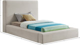 Devin Beige Linen Textured Fabric Twin Bed DevinBeige-T Meridian Furniture