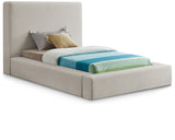 Devin Beige Linen Textured Fabric Twin Bed DevinBeige-T Meridian Furniture