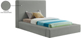 Devin Grey Linen Textured Fabric Twin Bed DevinGrey-T Meridian Furniture