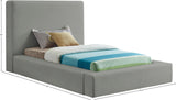 Devin Grey Linen Textured Fabric Twin Bed DevinGrey-T Meridian Furniture