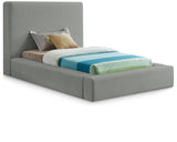 Devin Grey Linen Textured Fabric Twin Bed DevinGrey-T Meridian Furniture