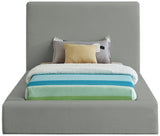 Devin Grey Linen Textured Fabric Twin Bed DevinGrey-T Meridian Furniture