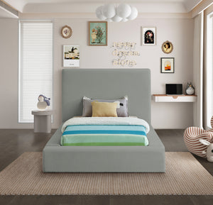 Devin Grey Linen Textured Fabric Twin Bed DevinGrey-T Meridian Furniture