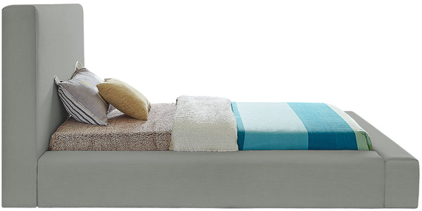 Devin Grey Linen Textured Fabric Twin Bed DevinGrey-T Meridian Furniture