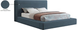 Devin Navy Linen Textured Fabric Queen Bed DevinNavy-Q Meridian Furniture